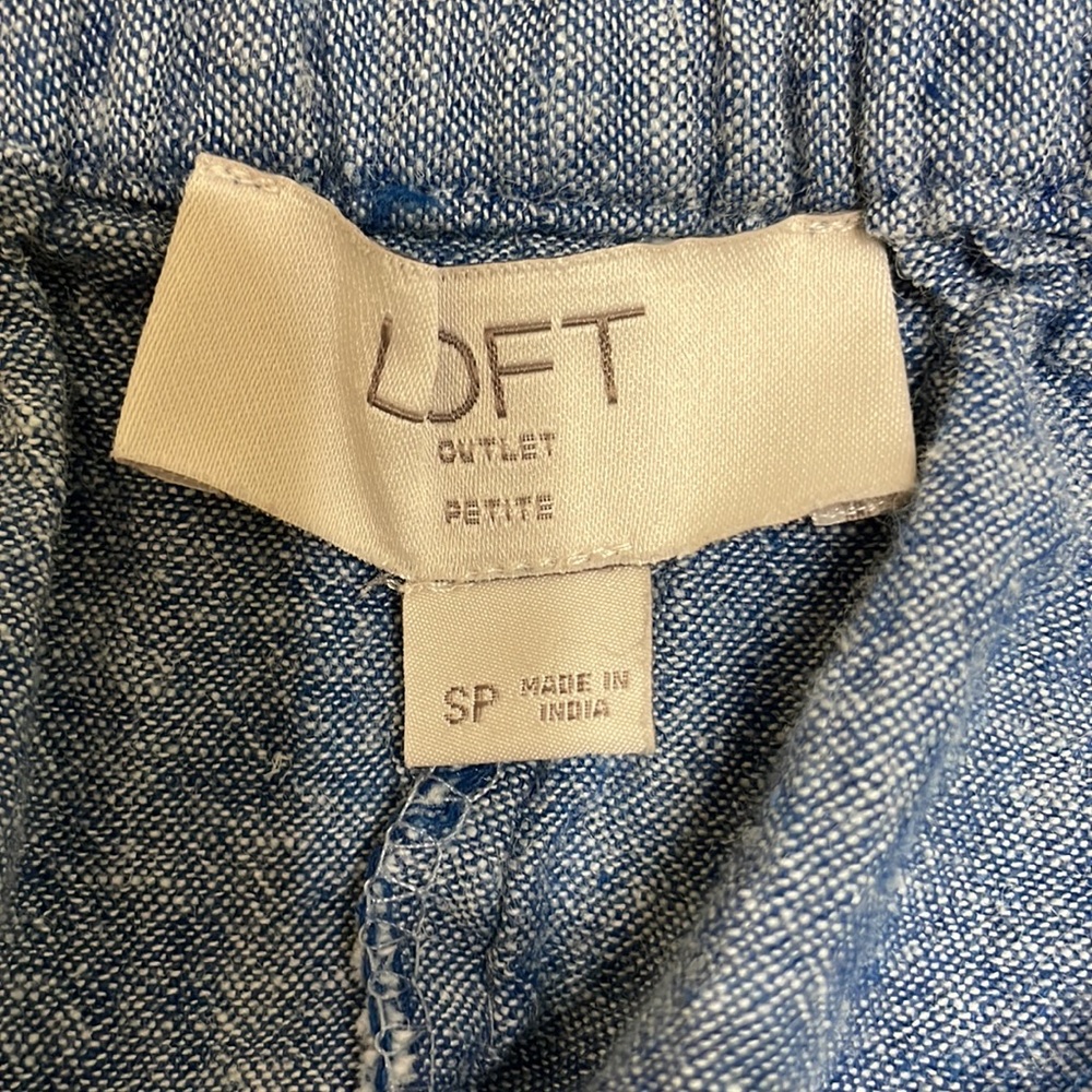LOFT Blue Chambray Skirt Linen Cotton Blend Petite Small - Picture 9 of 10